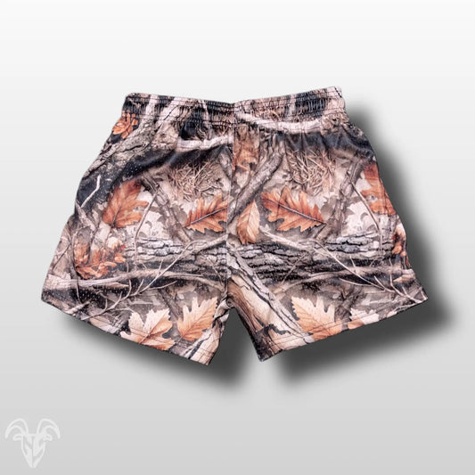 Goat Strength Hunter Camo Mesh Shorts - Hunter Camouflage, 5 Inch Inseam / Zipper Pockets for active wear