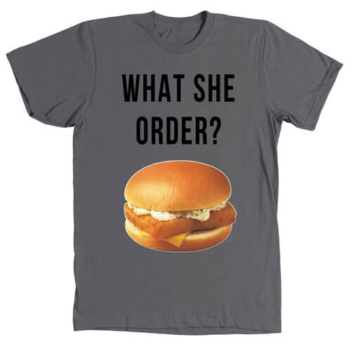 Kanye West What She Order Fish Filet Hamburger Tee Shirt