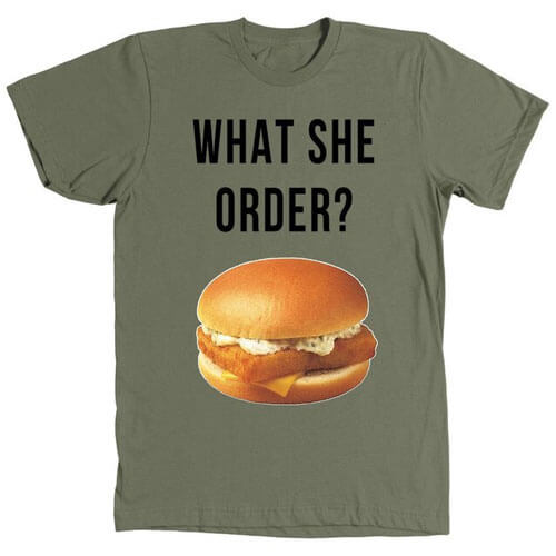 Kanye West What She Order Fish Filet Hamburger Tee Shirt
