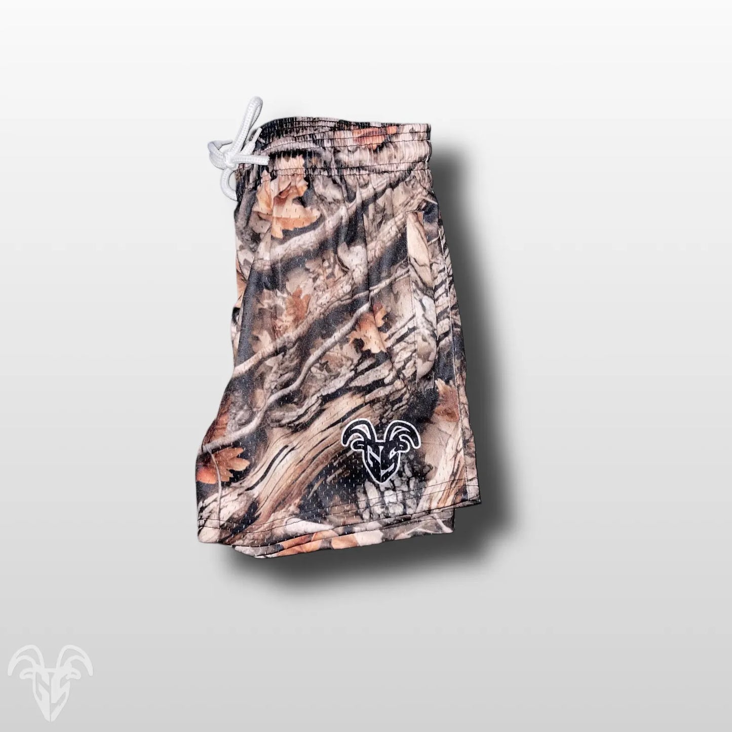 Goat Strength Hunter Camo Mesh Shorts - Hunter Camouflage, 5 Inch Inseam / Zipper Pockets for active wear