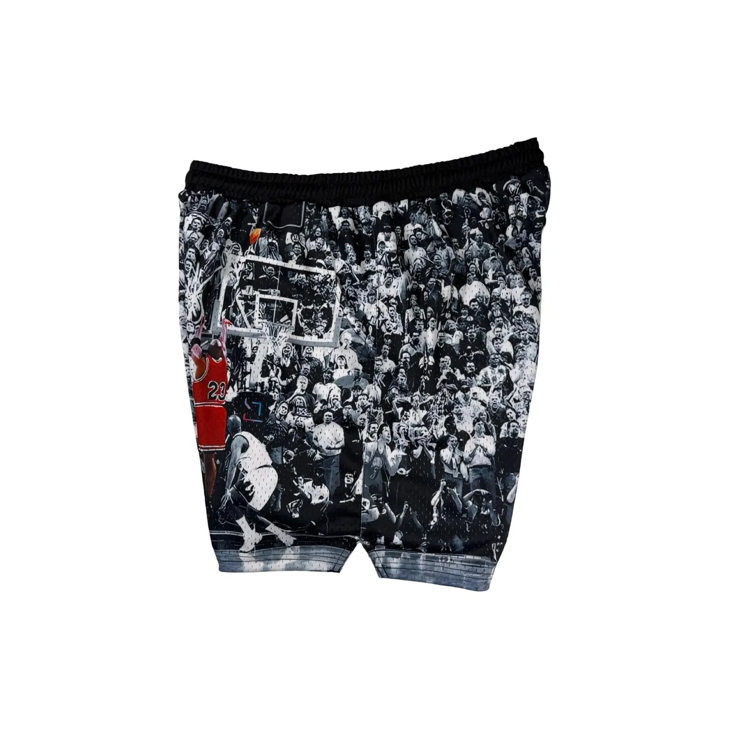 Game Winner Graphic Black and White Mesh Basketball Shorts
