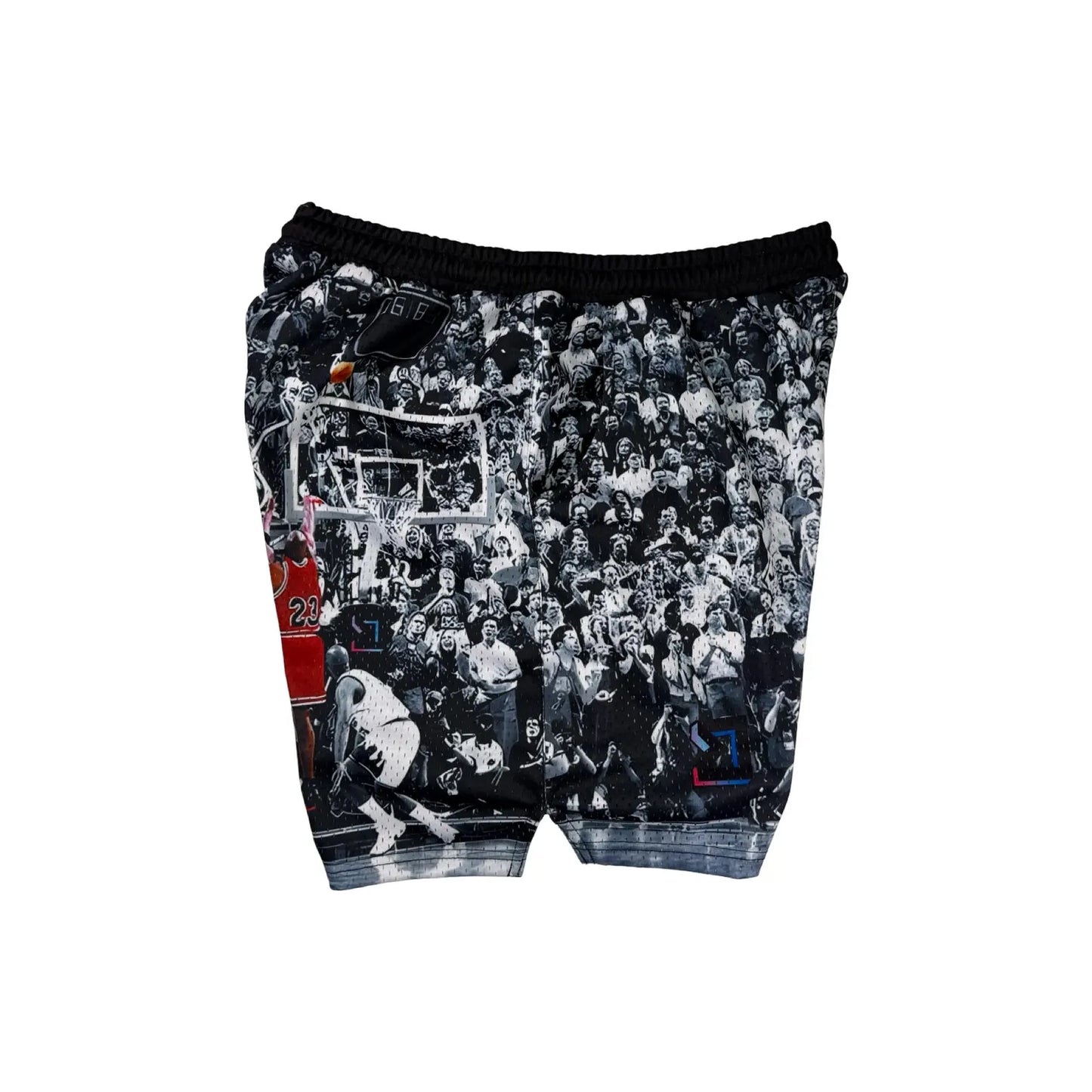 Game Winner Graphic Black and White Mesh Basketball Shorts